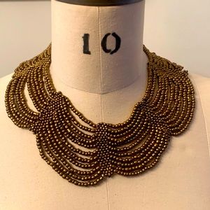 Beaded dull gold tone adjustable collar/ necklace